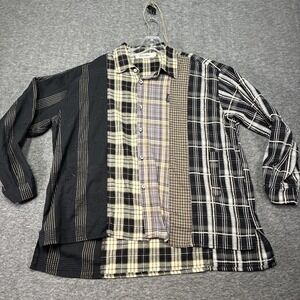 Realtakai Men's Shirt Button Down Large Staff Pick Causal Plaid Streetwear Urban